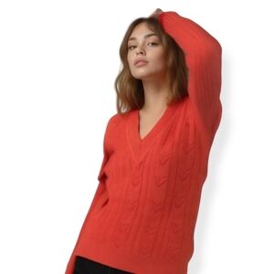 VINTAGE V-neck Valentine Red Sweater Size Large.